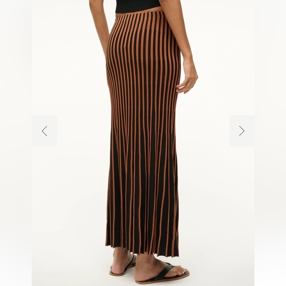 STAUD Brown Maxi Pencil Skirt with Pleated Details - Picture 4 of 4